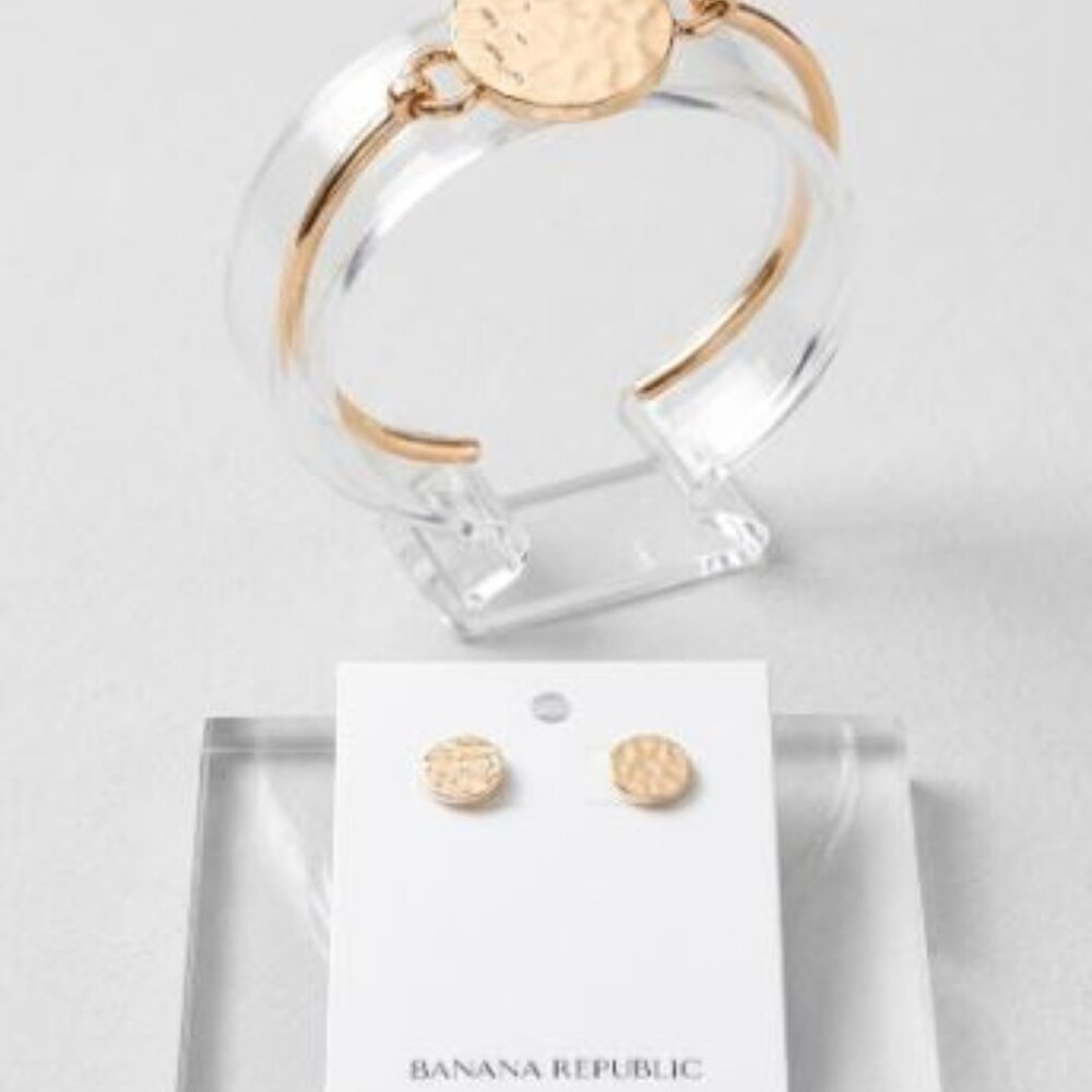 Banana Republic Women's Hammered Circle Earrings Bracelet Set of 2 NWT 85